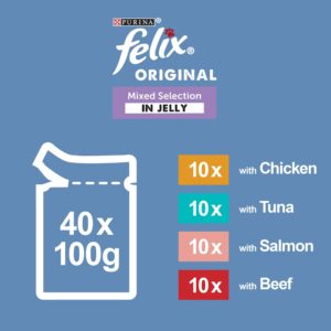 Felix Mixed Selection In Jelly Cat Food, 100 g (Pack of 40)