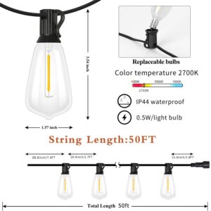 Epicflare LED Outdoor String Lights Mains Powered, 50ft IP65 Waterproof