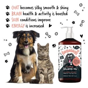 Bugalugs Scottish Salmon Oil For Dogs & Cats, Supplement Supports Dog Skin And Coat, Itchy Skin & A Moulting Dog, Omega 3 Fish Oil Perfect For Grooming & Dog Food (500ml)