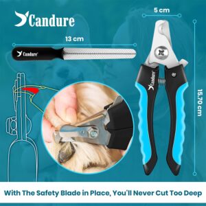 Candure Dog Nail Clippers for Large, Medium and Small Breed Professional Pet Nail Clipper Suitable for Cats, Rabbits and Guinea Pigs With Safety Lock and Protective Guard to Avoid Over Cutting (6")