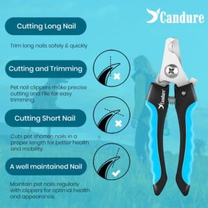 Candure Dog Nail Clippers for Large, Medium and Small Breed Professional Pet Nail Clipper Suitable for Cats, Rabbits and Guinea Pigs With Safety Lock and Protective Guard to Avoid Over Cutting (6")