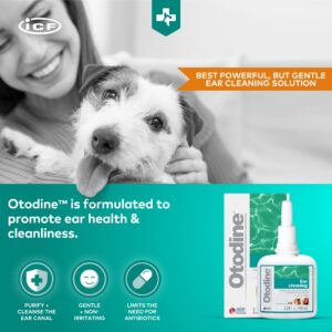 ICF Otodine | Cat & Dog Ear Cleaner Solution | Dog Ear Drops to Stop Wax Build Up, Head Shaking, Discomfort, Ear Odour & Scratching | 100ml