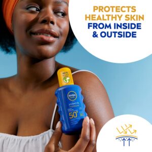 NIVEA SUN Protect & Moisture Sun Spray SPF 50+ (200ml), Moisturising Suncream Spray with SPF 50+, Advanced Sunscreen Providing Immediate, Effective UVA + UVB Protection