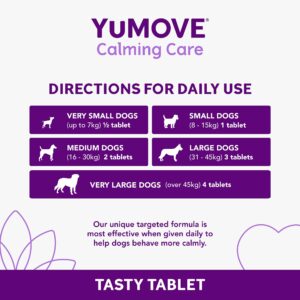 YuMOVE Calming Care for Adult Dogs | Previously YuCALM Dog | Calming Supplement for Dogs who are Stressed or Nervous |60 tablets | Packaging may vary