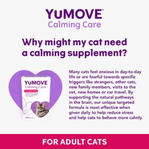 YuMOVE Calming Care for Cats | Previously YuCALM Cat | Calming Supplemnent for Cats who are Stressed or Nervous | Packaging may vary