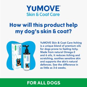 YuMOVE Skin & Coat Care Itching for Adult Dogs | Itchy or Sensitive Skin Supplement for Dogs Prone to Scratching enriched with Salmon Oil | 500ml | Packaging may vary, Clear