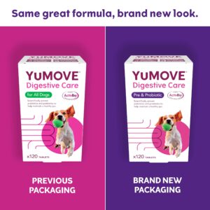 YuMOVE Digestive Care for All Dogs | Previously YuDIGEST | Probiotics for Dogs with Sensitive Digestion, All Ages and Breeds | 120 Tablets