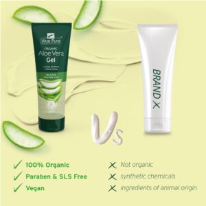 Aloe Pura, Organic Aloe Vera Gel, Natural, Vegan, Cruelty Free, Paraben & SLS Free, Cooling, Soothing, 100ml